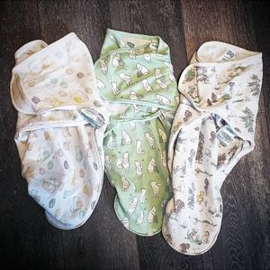 Disney Baby Winnie the Pooh Swaddle Velcro Sleepers Set of Three 0-3M